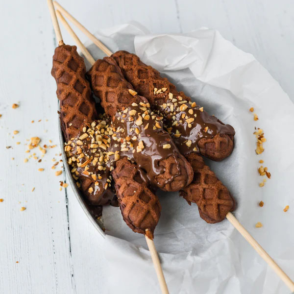 Chocoalte Waffle Stick Peanut Nutella Topping Dipping Drizzled